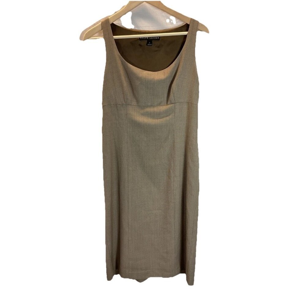 RALPH LAUREN BLACK LABEL Size 6 Tan Sheath Sleeveless dress Equestrian Old money